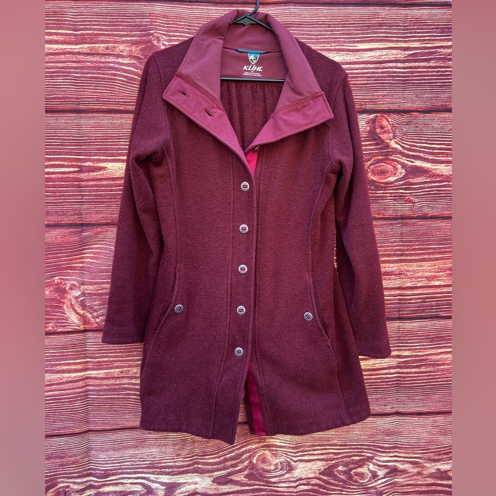 Kuhl Savina size M sweater jacket swacket Alfpaca knit coat burgundy